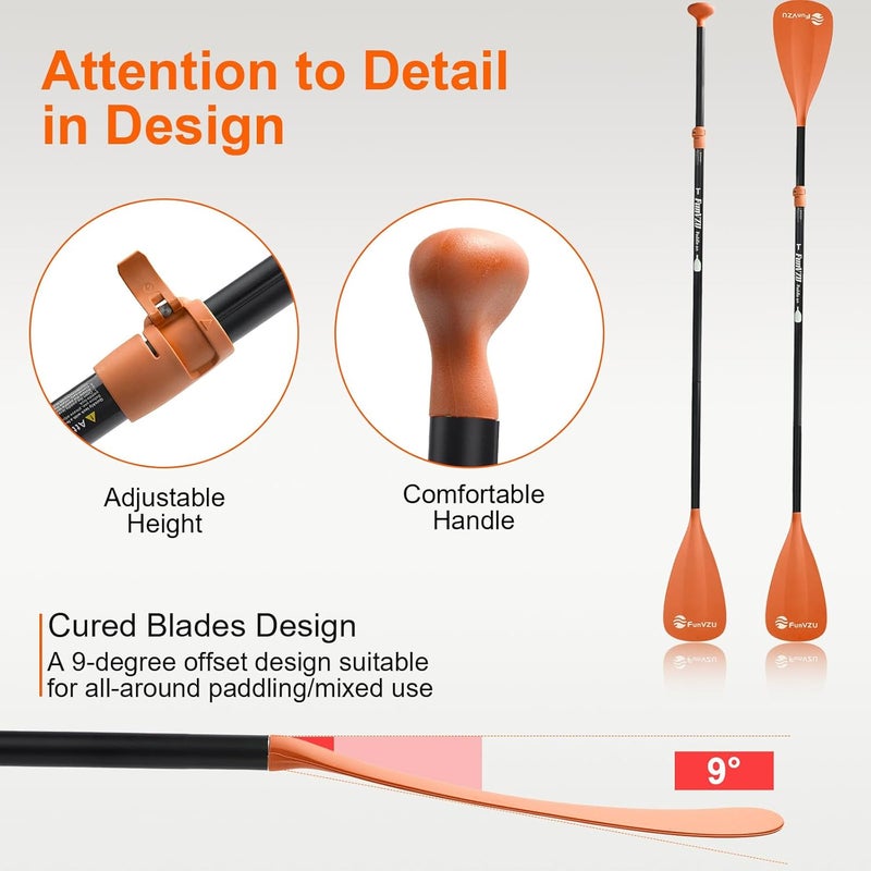 FunVZU SUP Paddle, Stand Up Paddle Board Paddle Lightweight Adjustable 4-Piece Aluminium Kayak Paddles, Unique Lock Design Floating Alloy Shaft Paddle for Paddle Board - Image 3